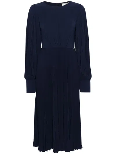 Nissa Pleated Midi Dress In Blue