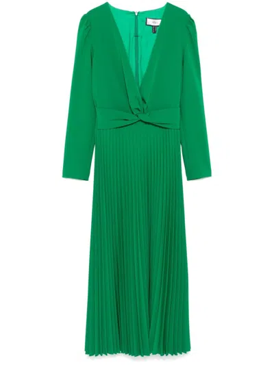 Nissa Pleated Midi Dress In Green