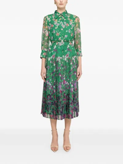 Nissa Pleated Midi Dress In Multi