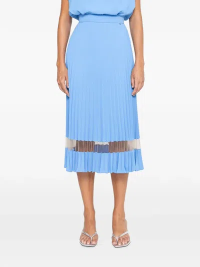 Nissa Pleated Midi Skirt In Blue