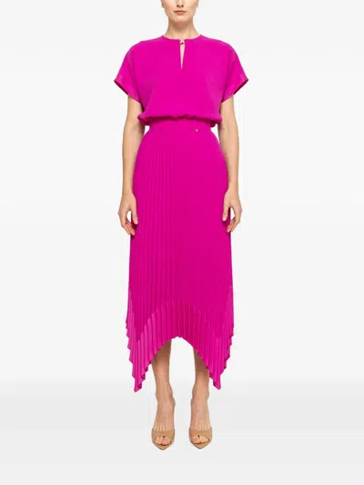 Nissa Pleated Midi Skirt In Pink