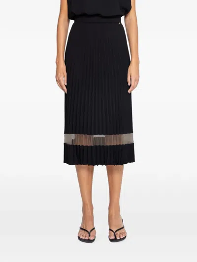 Nissa Pleated Midi Skirt In Black