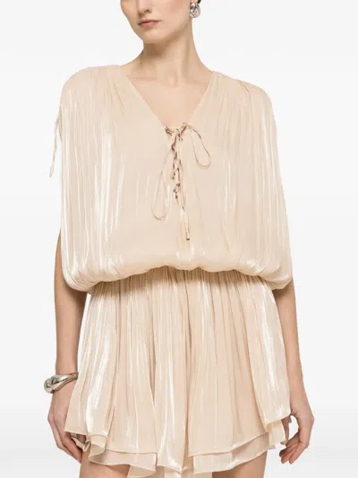Nissa Pleated Mini Dress In Neutral