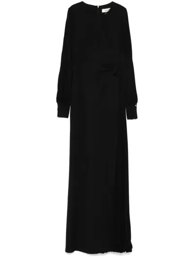 Nissa Plissé-detail Gown In Black