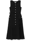 Nissa Plissé-details Midi Dress In 黑色