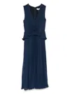 Nissa Plissé Midi Dress In Blue