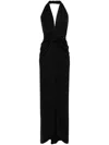 Nissa Plunging V-neck Maxi Dress In Black