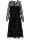 Nissa Polka Dot Midi Dress In Black