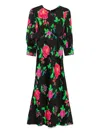 Nissa Printed Midi Dress In Black