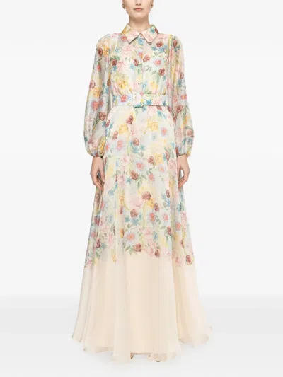 Nissa Printed Midi Dress In Neutral