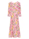 Nissa Printed Midi Dress In Pink