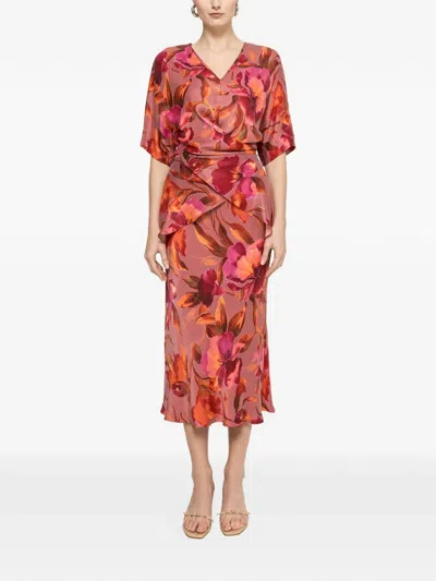 Nissa Printed V-neck Top In Multi