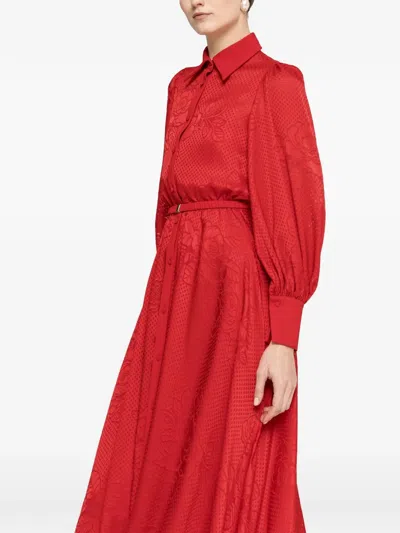 Nissa 벨트 미디 드레스 In Red