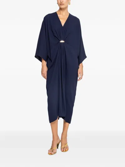 Nissa Relaxed-fit V-neck Dress In Blue