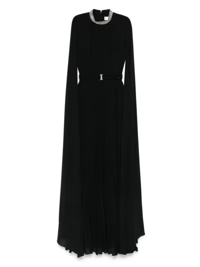 Nissa Rhinestone-collar Dress In Black