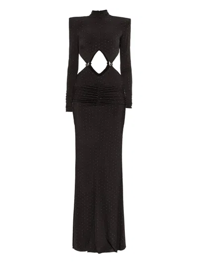 Nissa Rhinestone-embellished Cut-out Maxi Dress In Black