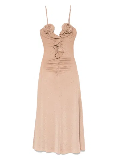 Nissa Rhinestone-embellished Midi Dress In Pink