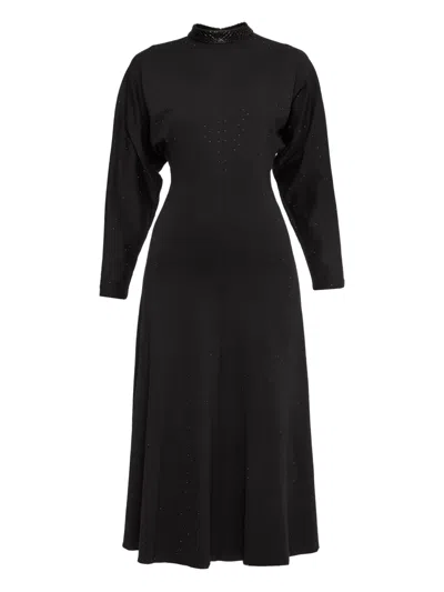 Nissa Rhinestone-embellished Midi Dress In Black