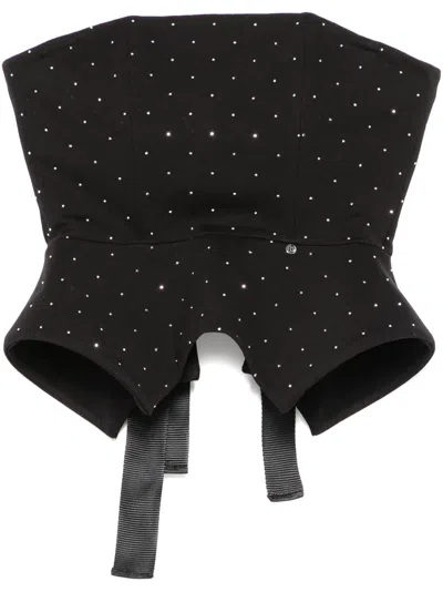 Nissa Rhinestone-embellished Top In Black