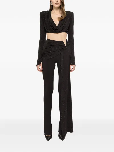 Nissa Rhinestone-embellished Trousers In Black