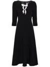 Nissa Rhinestoned Crepe Midi Dress In Black