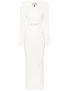 Nissa Rose-appliqué Ruched Maxi Dress In White
