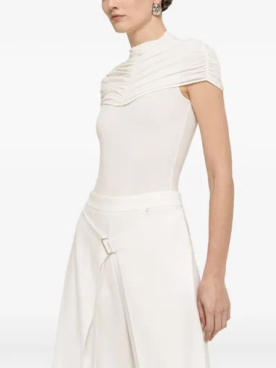 Nissa Ruched Detail Bodysuit In White