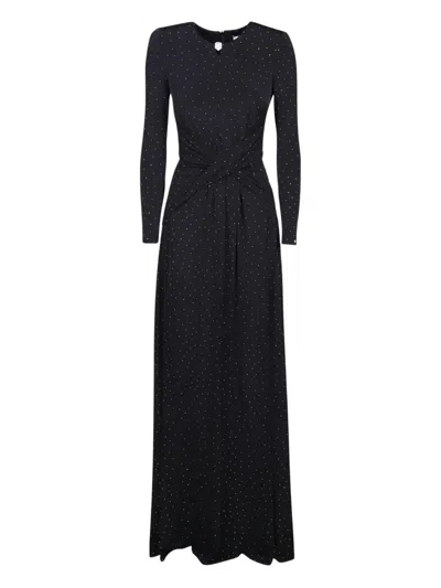 Nissa Ruched Embellished Dress In Black