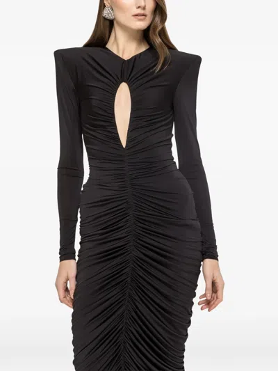 Nissa Ruched Midi Dress In Black