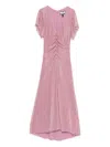 Nissa Ruched Midi Dress In Pink