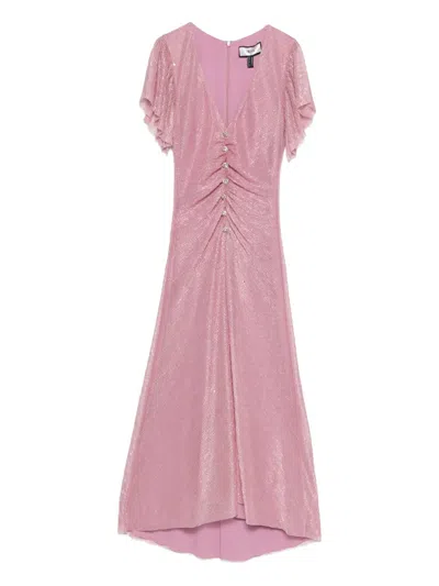 Nissa Ruched Midi Dress In Pink