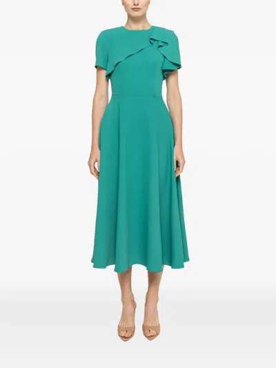 Nissa Ruffled A-line Midi Dress In Green