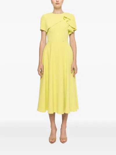 Nissa Ruffled A-line Midi Dress In Yellow