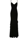 Nissa Ruffled Textured Maxi Dress In 黑色