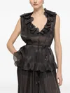 Nissa Ruffled Chiffon Top In Black