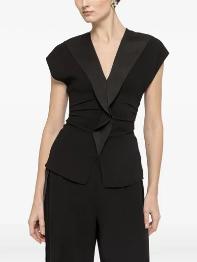 Nissa Ruffled Crepe Blouse In Black