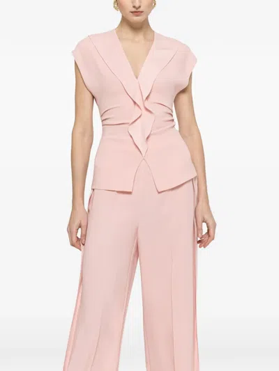 Nissa Ruffled Crepe Top In Pink