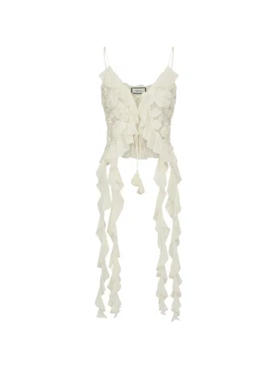 NISSA RUFFLED FLORAL-APPLIQUÉ TOP