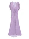 Nissa Ruffled Gathered Dress In Purple