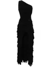 Nissa Ruffled Maxi Dress In Black