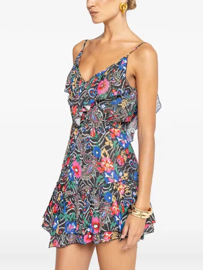 Nissa Ruffled Viscose Mini Dress In Multi
