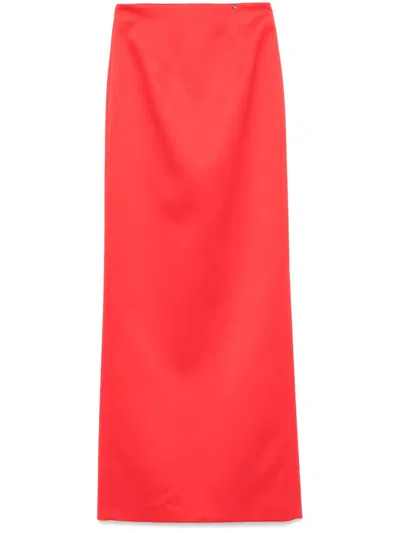 Nissa Satin Maxi Skirt In 红色