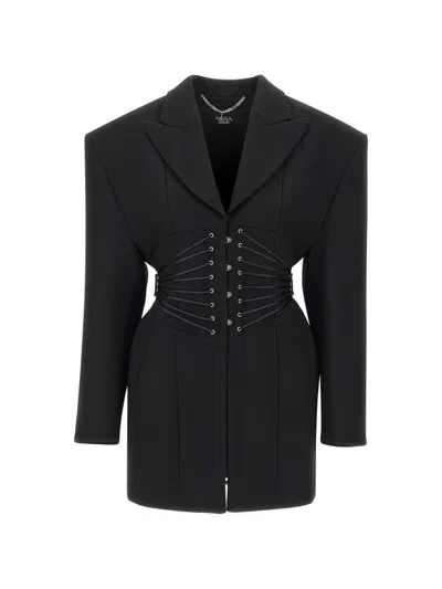 Nissa Sculpted Wool Blazer In Black