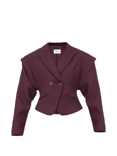Nissa Sculpted-shoulder Wool Blend Blazer In Purple
