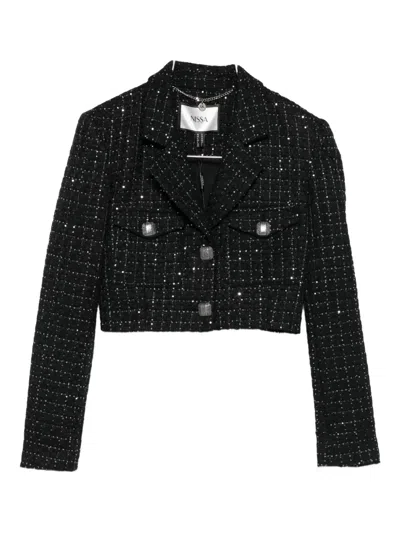 Nissa Sequin-embellished Buttoned Jacket In Black