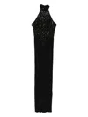 Nissa Sequin-embellished Halter-neck Maxi Dress In Black