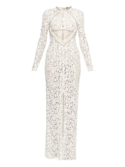 Nissa Sequin-embellished Lace Maxi Dress In White