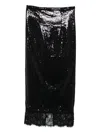 Nissa Sequin-embellished Lace-trim Skirt In Black