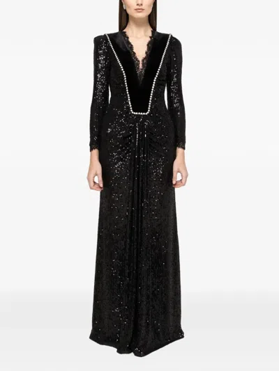 Nissa Sequin-embellished Maxi Dress In Black