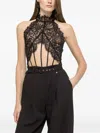 Nissa Sequin Lace Bodysuit In Black